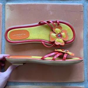 Vintage 1980s Liz Claiborne Yellow Flower Sandals